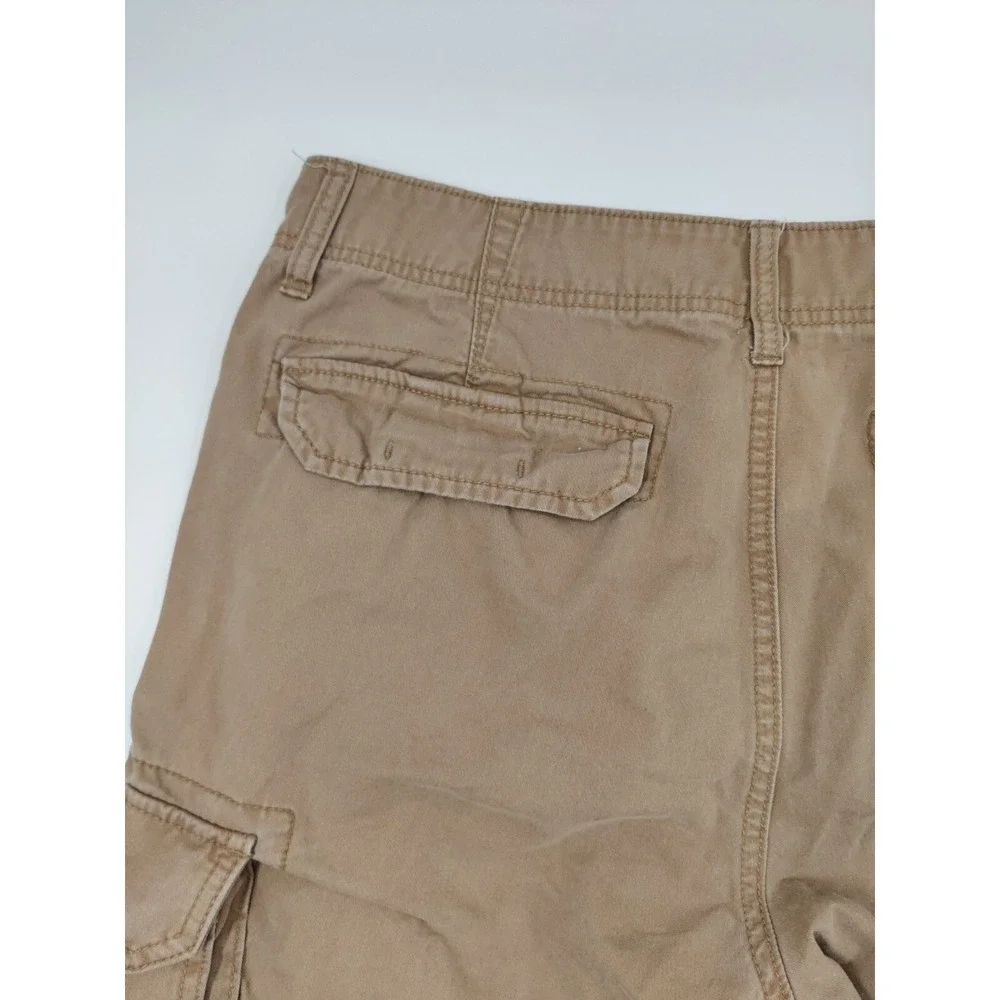 Old Navy Men 34 Cargo Shorts Khaki Tan Cotton Twill Utility Hiking Pockets 35x10